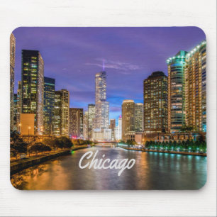 Chicago Illinois City At Night Mouse Pad