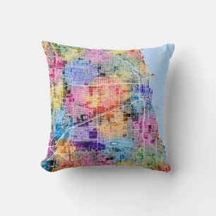 Chicago Illinois City Map Cushion
