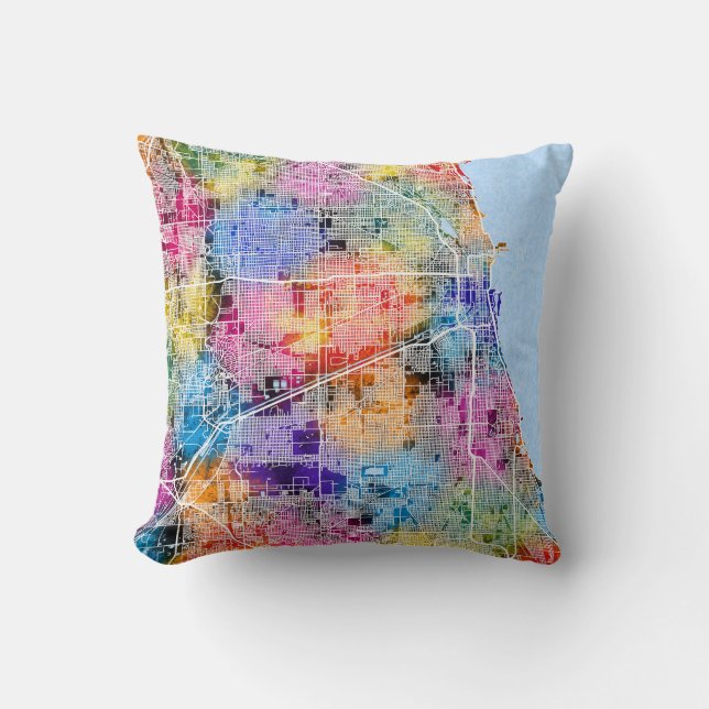 Chicago Illinois City Map Cushion (Front)