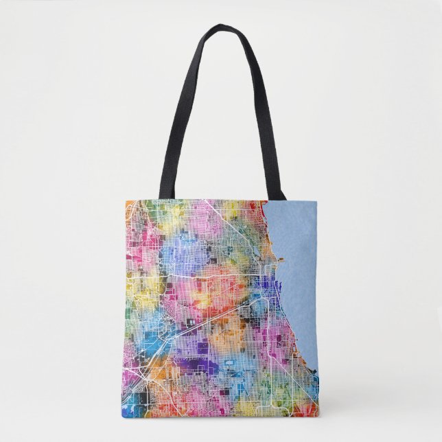 Chicago Illinois City Map Tote Bag (Front)