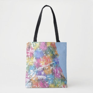 Chicago Illinois City Map Tote Bag