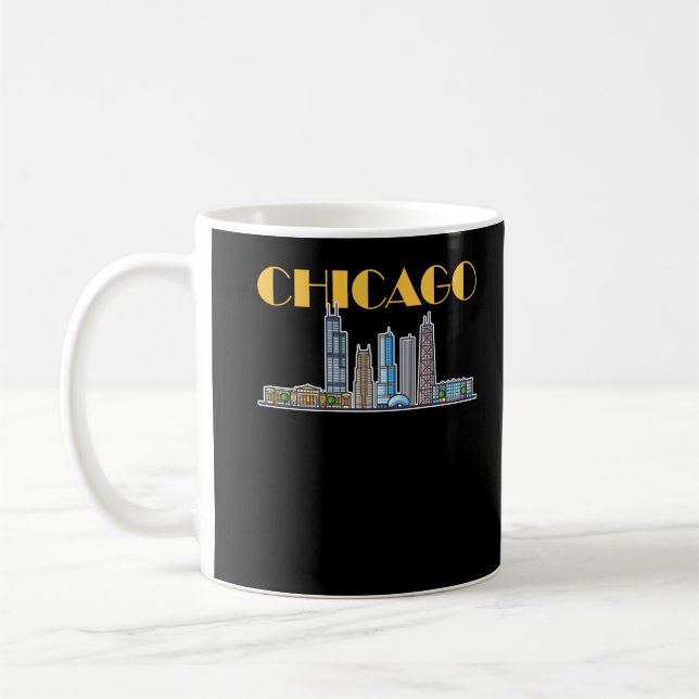 Chicago Illinois City Skyline Coffee Mug (Left)