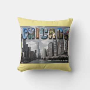 Chicago Illinois City Skyline Skyscrapers Photo Cushion