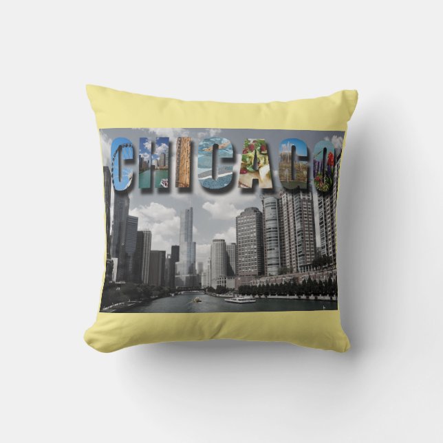 Chicago Illinois City Skyline Skyscrapers Photo Cushion (Front)