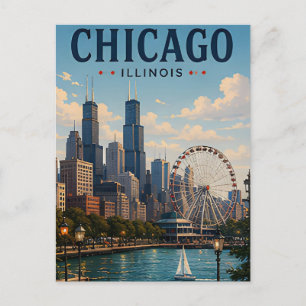 Chicago Illinois City Travel Escape Postcard