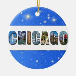 Chicago Illinois City Travel Photos Christmas Ceramic Ornament