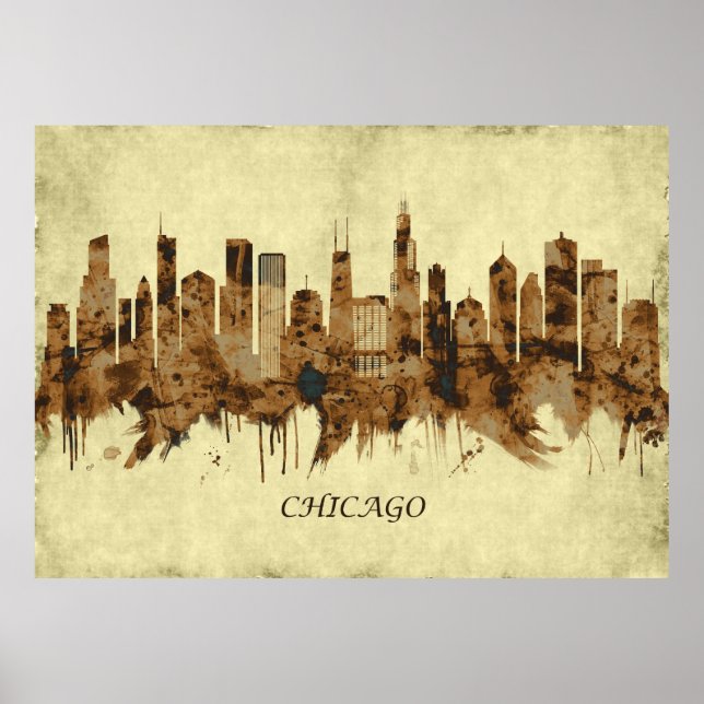 Chicago Illinois Cityscape Poster (Front)