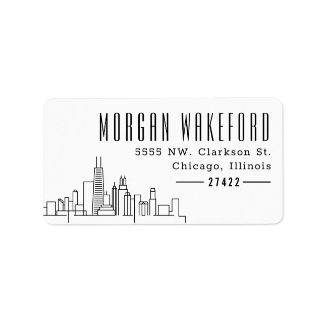 Chicago, Illinois Deco Skyline Large Label (Front)