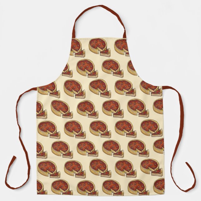 Chicago Illinois Deep Dish Pepperoni Pizza Apron (Front)