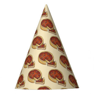 Chicago Illinois Deep Dish Pepperoni Pizza Pie Party Hat