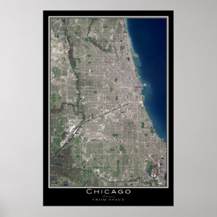 Chicago Illinois From Space Satellite Map Poster