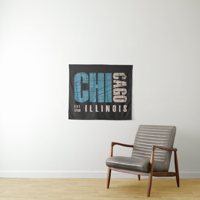 Chicago, Illinois | Graphic Map Tapestry (In Situ (Horizontal))