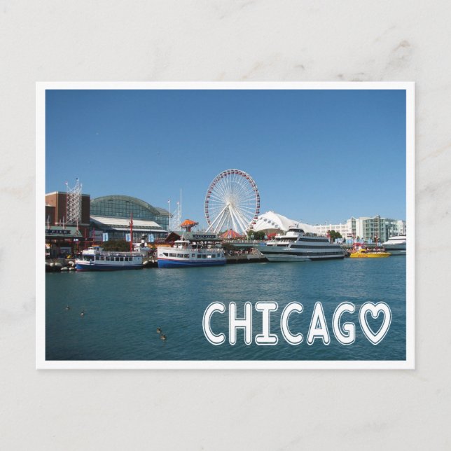 Chicago Illinois ( IL ) Navy Pier Ferris Wheel USA Postcard (Front)