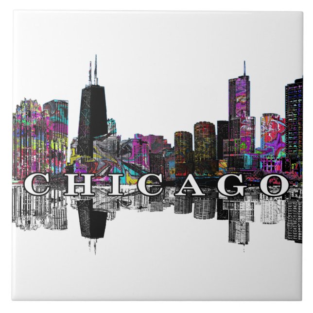 Chicago, Illinois in graffiti Ceramic Tile (Front)