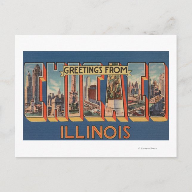 Chicago, Illinois - Large Letter Scenes 2 Postcard (Front)