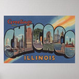 Chicago, Illinois - Large Letter Scenes 2 Poster