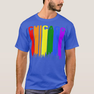 Chicago Illinois LGBTQ Gay Pride Rainbow Skyline T T-Shirt