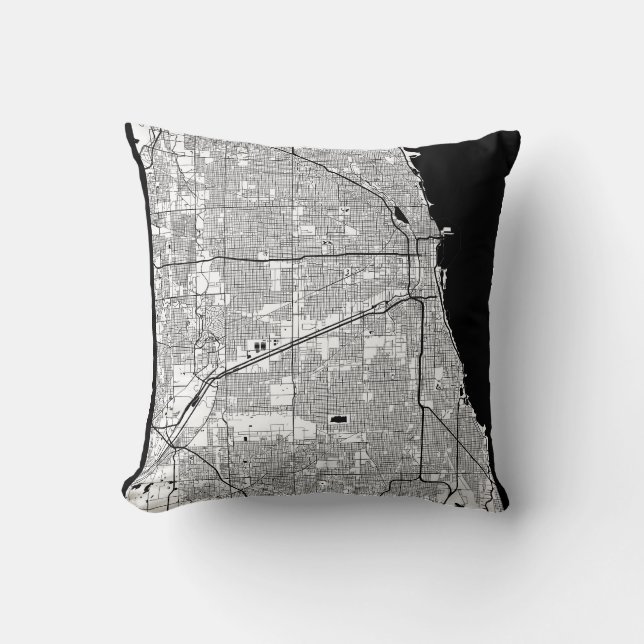 Chicago Illinois Map Cushion (Front)