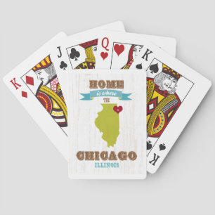 Chicago, Illinois Map – Home Is Where The Heart Is Playing Cards