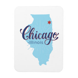 Chicago Illinois Map   Magnet