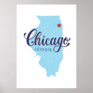 Chicago Illinois Map Poster