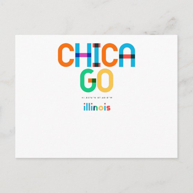 Chicago Illinois Mid Century, Pop Art, Postcard (Front)