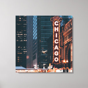 Chicago Illinois Neon Sign At Night