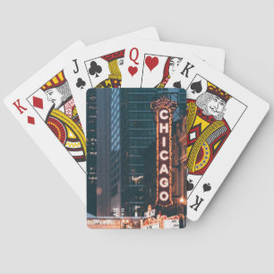 Chicago Illinois Neon Sign At Night Playing Cards