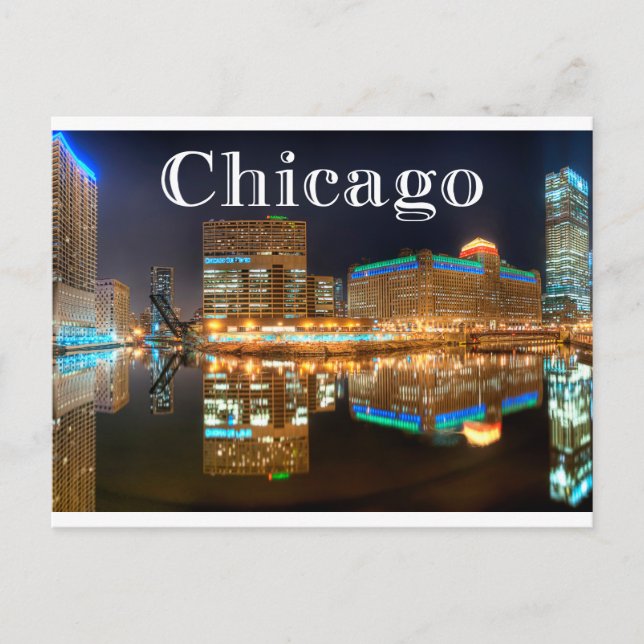 Chicago Illinois Night Skyline United States, USA Postcard (Front)