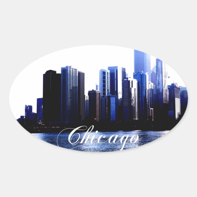 Chicago Illinois Oval Sticker (Front)