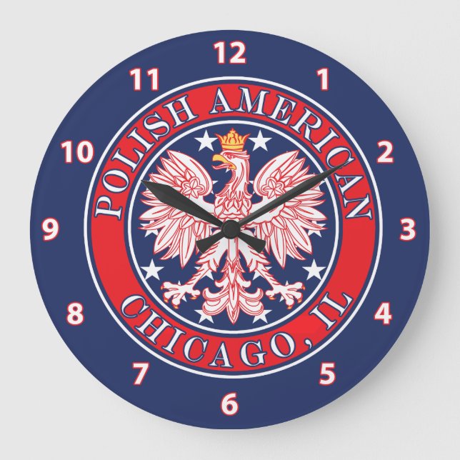 Chicago Illinois Polish Large Clock (Front)