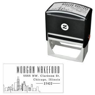 Chicago, Illinois Resident Modern Deco Skyline Self-inking Stamp