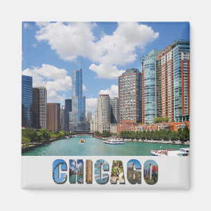 Chicago Illinois River Skyline Photo Magnet