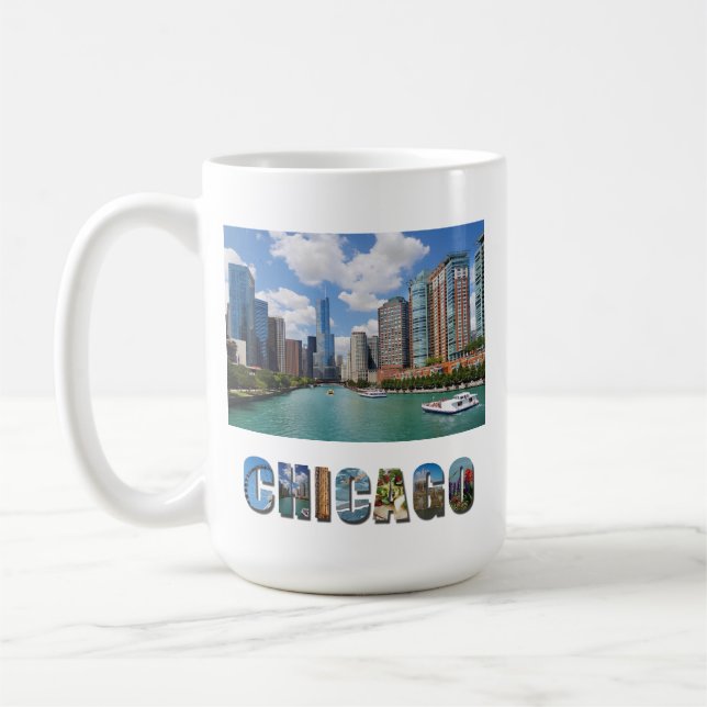 Chicago Illinois River Skyline Travel Photo Coffee Mug (Left)