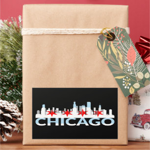 Chicago Illinois Silhouette 4 Stars Vintage Travel Rectangular Sticker
