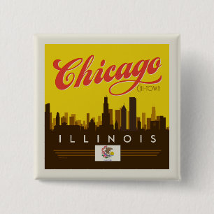 Chicago Illinois Skyline 15 Cm Square Badge