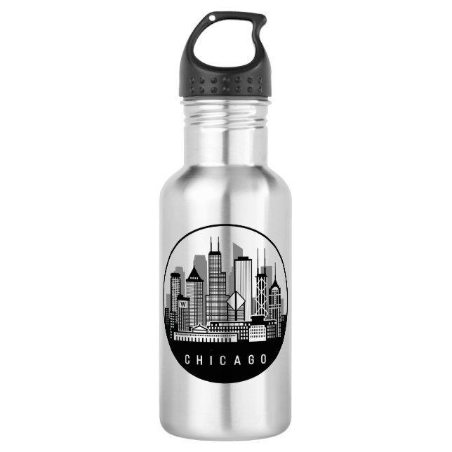 Chicago Illinois Skyline 710 Ml Water Bottle (Front)