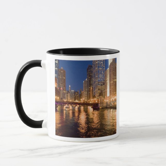 Chicago, Illinois, Skyline and Chicago River at 2 Mug (Left)