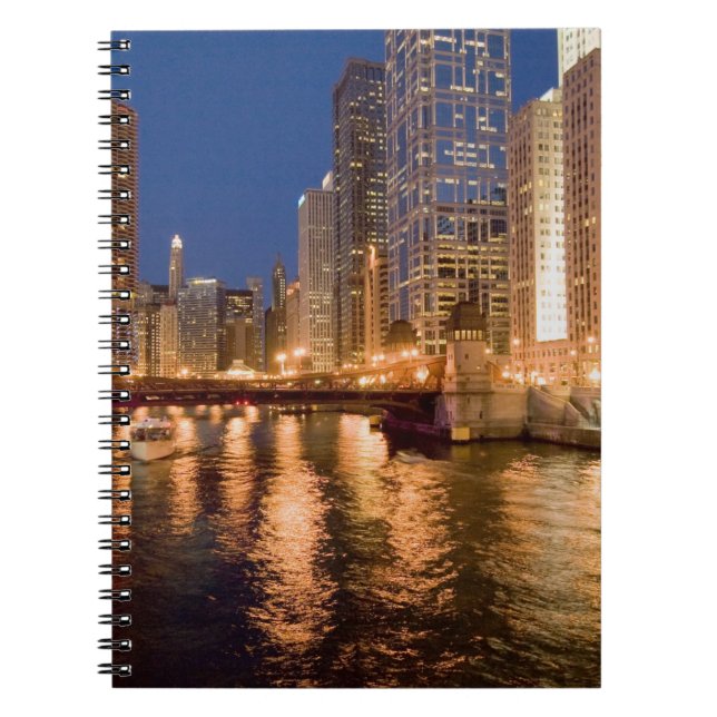 Chicago, Illinois, Skyline and Chicago River at 2 Notebook (Front)