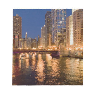 Chicago, Illinois, Skyline and Chicago River at 2 Notepad