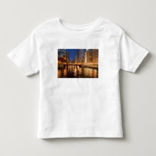 Chicago, Illinois, Skyline and Chicago River at 2 Toddler T-Shirt
