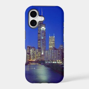Chicago, Illinois, Skyline at night with Chicago