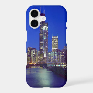 Chicago, Illinois, Skyline at night with Chicago