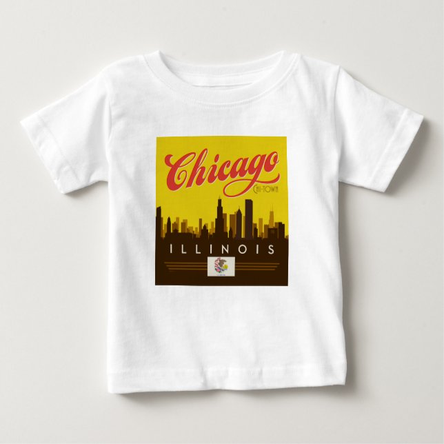 Chicago Illinois Skyline Baby T-Shirt (Front)