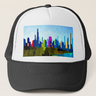 Chicago Illinois Skyline by Jon Baran Trucker Hat