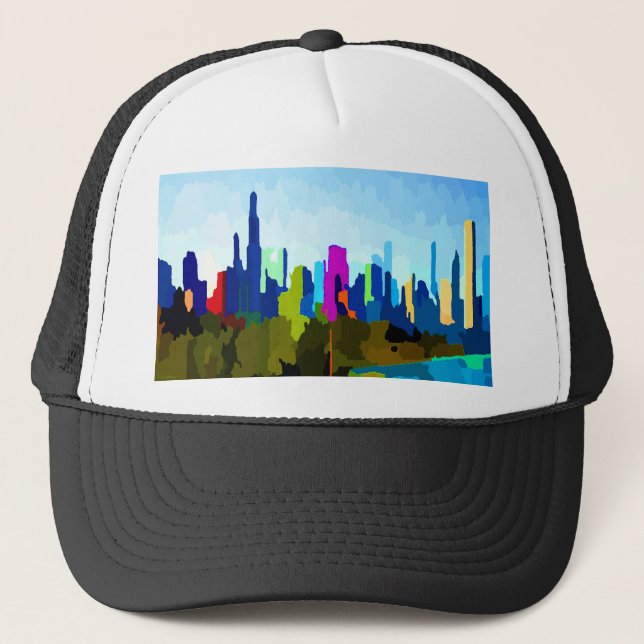 Chicago Illinois Skyline by Jon Baran Trucker Hat (Front)