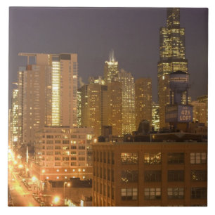 Chicago, Illinois, Skyline from West Loop at Ceramic Tile