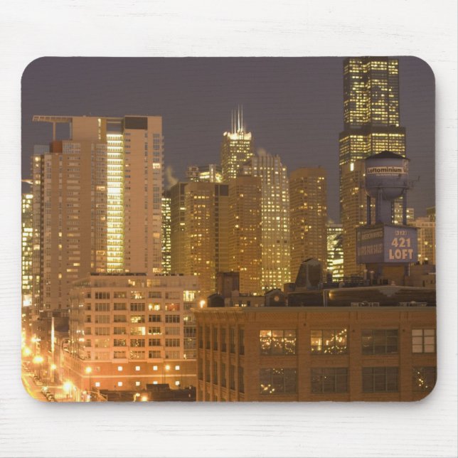 Chicago, Illinois, Skyline from West Loop at Mouse Pad (Front)