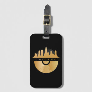Chicago Illinois Skyline Golden Vinyl Chic Luggage Tag