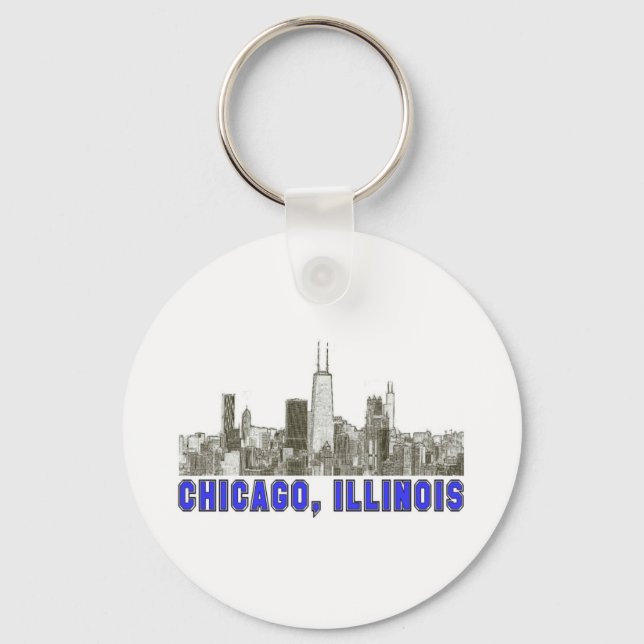 Chicago, Illinois Skyline Key Ring (Front)